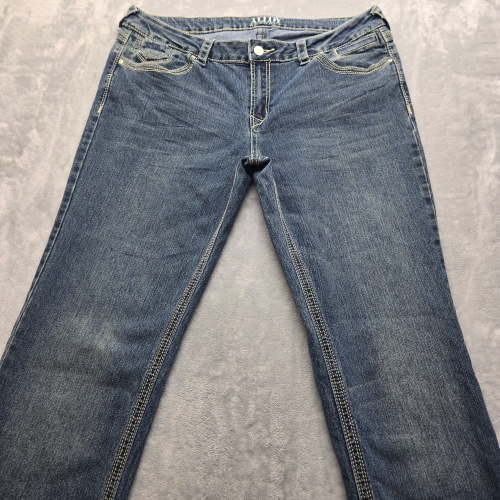 Alloy‎ Apparel Royal Blue Bootcut Jeans Med Wash Contrast Stitch Denim 36x36 Y2K